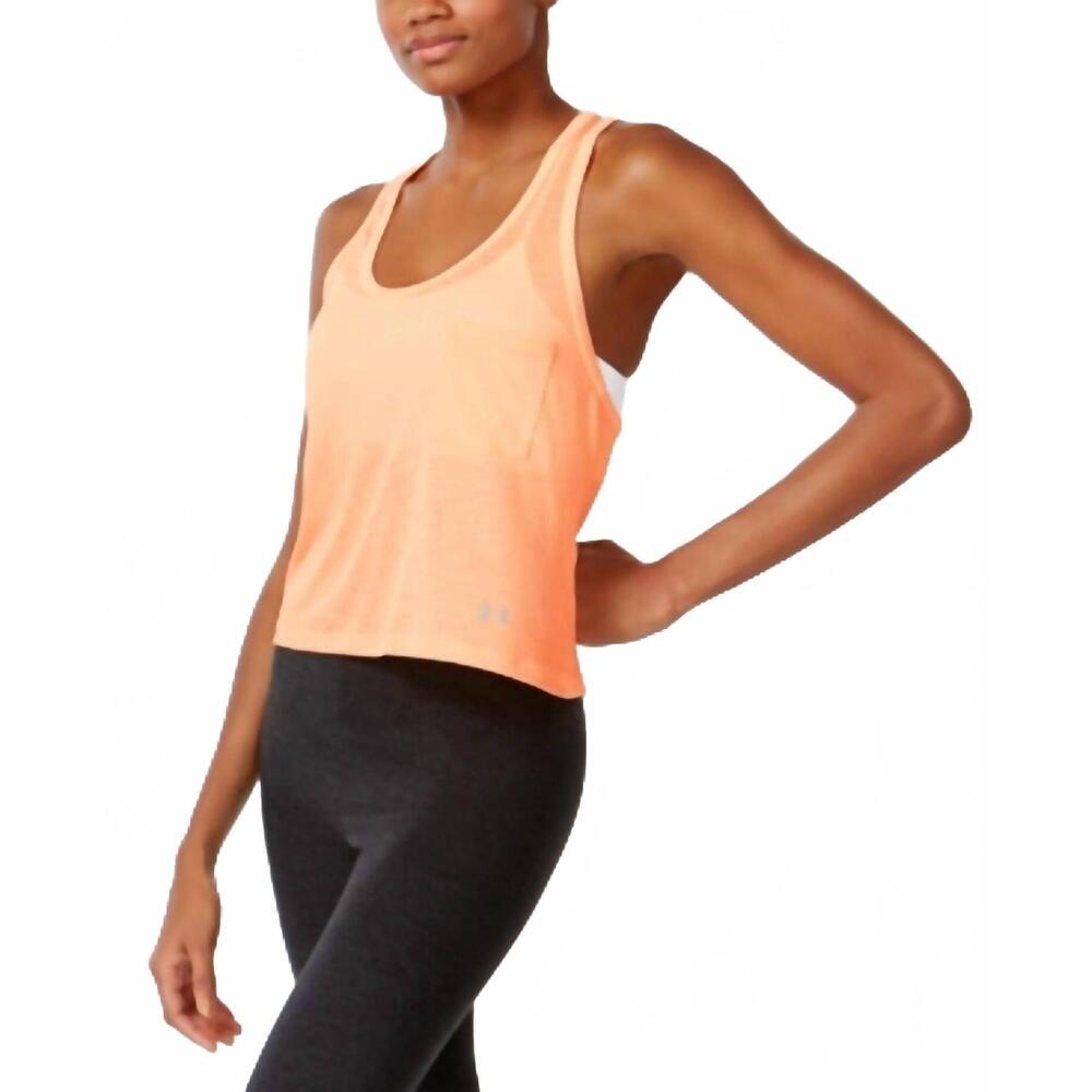 NEW UNDER ARMOUR tech slub shorty tank top in playful peach